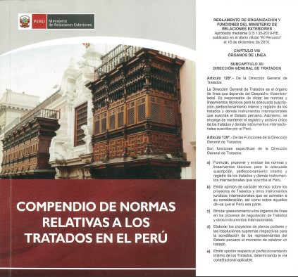 Portada de COMPENDIO DE NORMAS RELATIVAS A LOS TRATADOS EN EL PERÚ