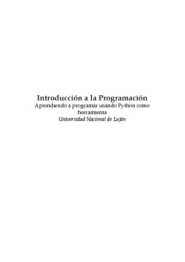 Portada de Introducción a la Programación - Aprendiendo a programar usando Python (UNL)